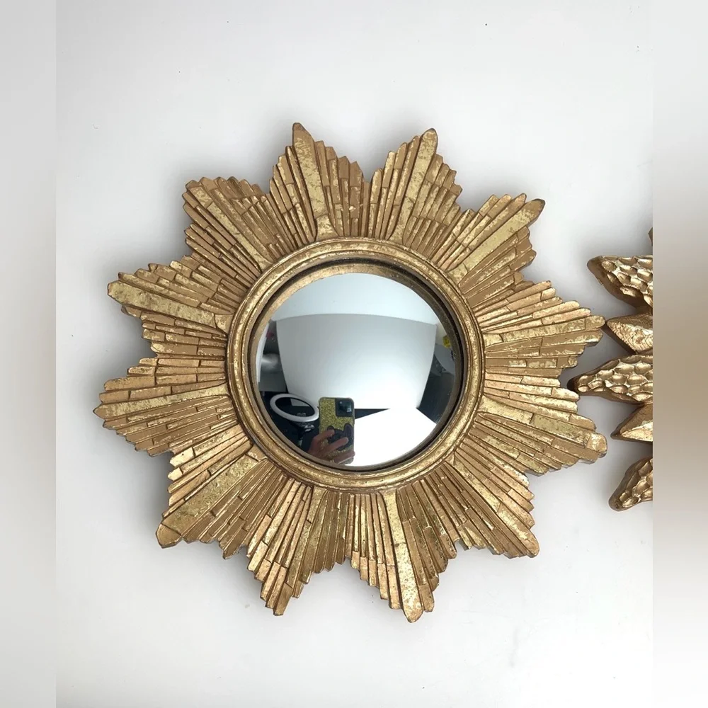 RARE Vtg 1995 Convex Mirrors Golden Celestial Sunburst/Star Wall Hanging 6.5”